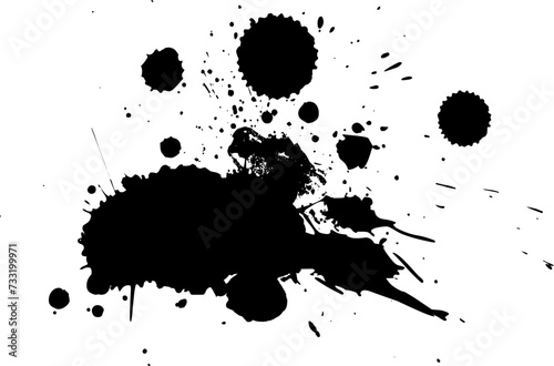 black ink brush splash on white background grunge graphic style