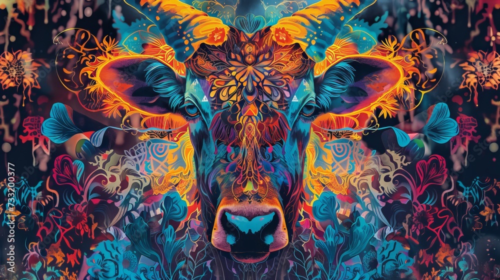 Pop art style cow art
