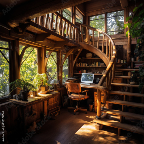 Interior of a cozy tree house