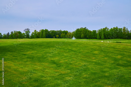 Panorama View of Golf Course with beautiful green field.