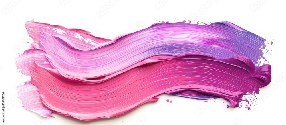 Detailed pink purple texture colors of acrylic oil paint brush stroke white background. Generated AI
