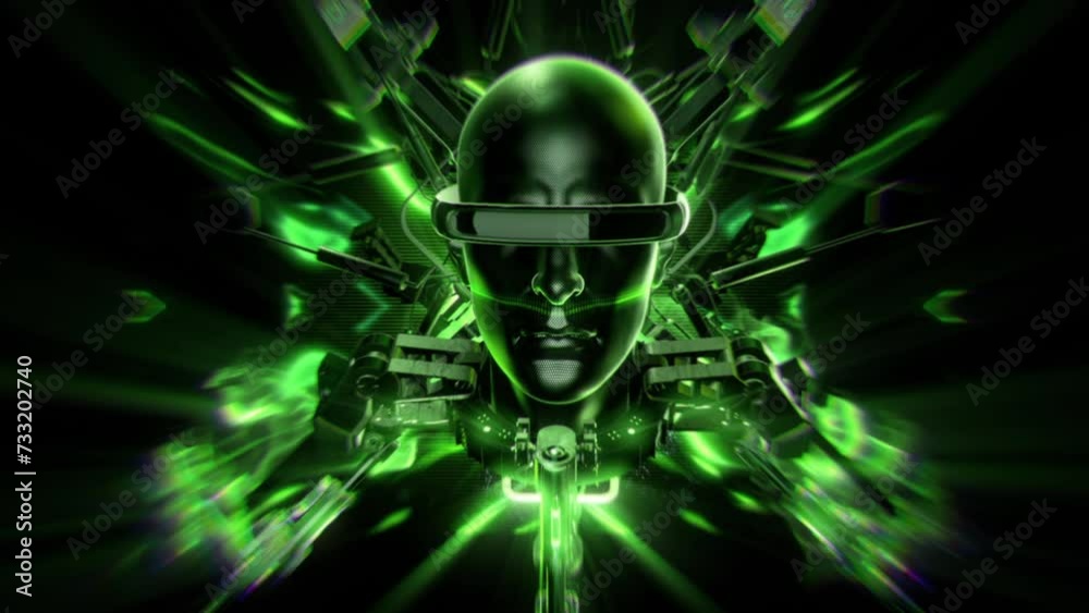 3D Robotic Heads Production Line Green 3D Robotic Heads Production Line Green