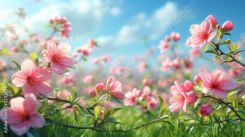 Pole pełne różowych kwiatów w słoneczny dzień