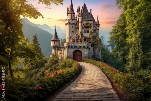 A wonderful cute princess castle in a fairytale style, a wonderful cute princess castle in a fairytale style. Ai generated