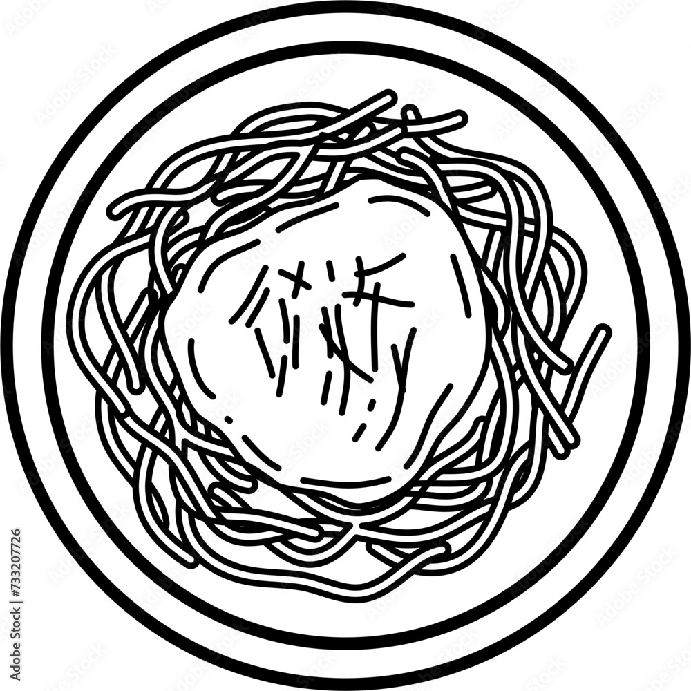 Fototapeta premium Spaghetti Outline Illustration Vector
