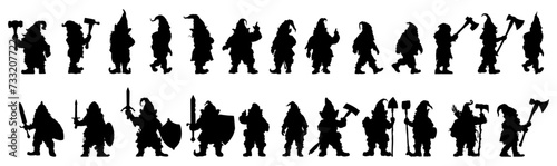 set of silhouette of dwarf.