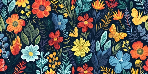 Banner with colorful spring flowers © Lazylizard