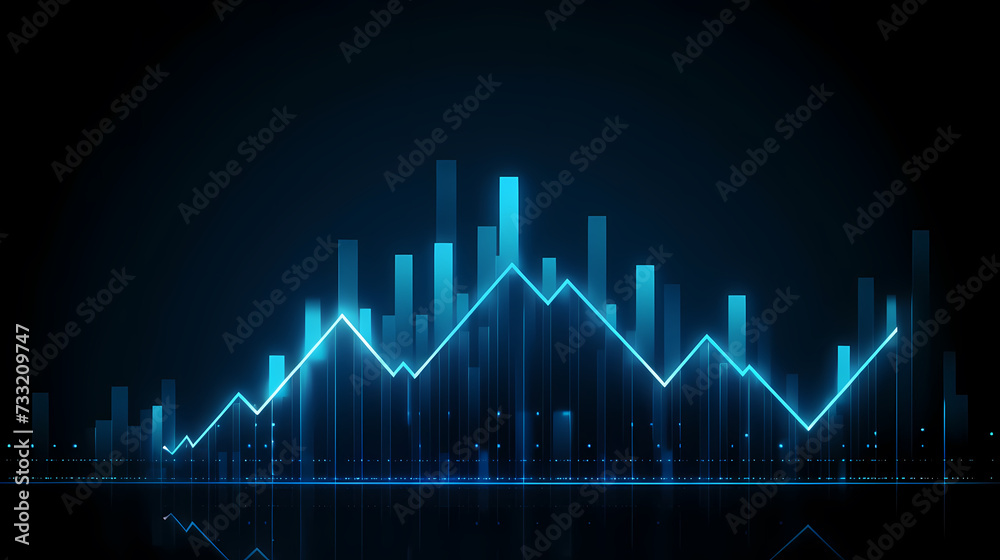 Stock market chart background, financial forecast illustration with glowing trend lines Stock market chart background, financial forecast illustration with glowing trend lines