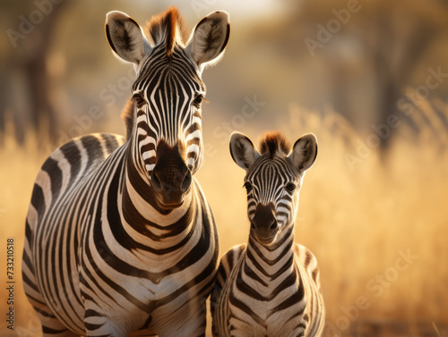 A photograph captures the emotional atmosphere as a zebra and her baby navigate the untamed wilderness. Perfect for social media, art prints, greeting cards, wallpapers, backgrounds and much more © sravanthi