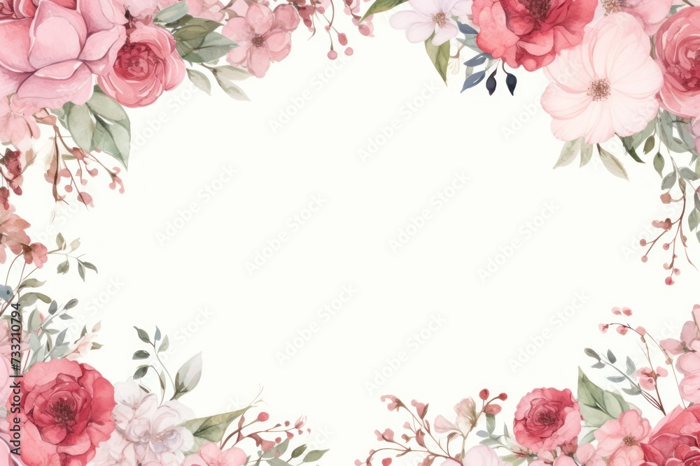 Watercolor drawing of a flower in a framed shape Watercolor drawing of a flower in a framed shape