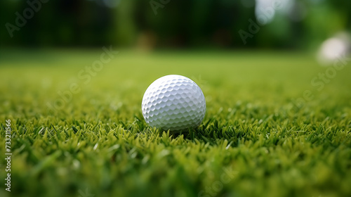 zoom in golf ball on green grass with depth blur effect