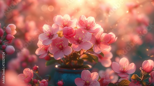 Wazon wypełniony różowymi kwiatami, tło, tapeta natura