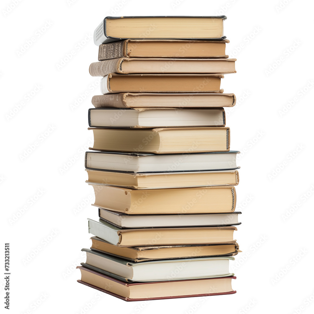 A stack of hardcover books with blank spines isolated on transparent background A stack of hardcover books with blank spines isolated on transparent background