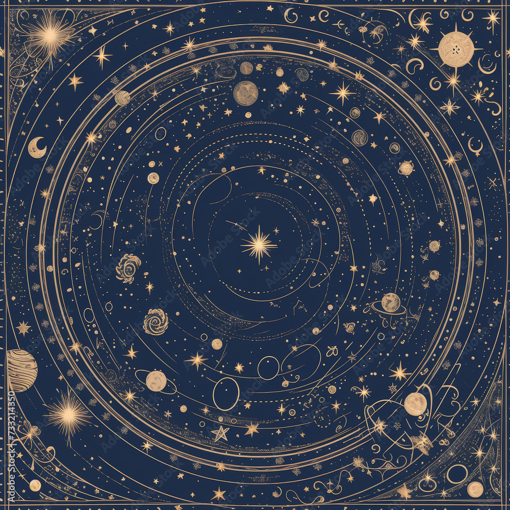 universe, stars night sky as background on a seamless tile, ai generated