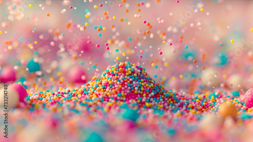 Colorful candy sprinkles or jimmies, filling the frame. Graphic banner photo