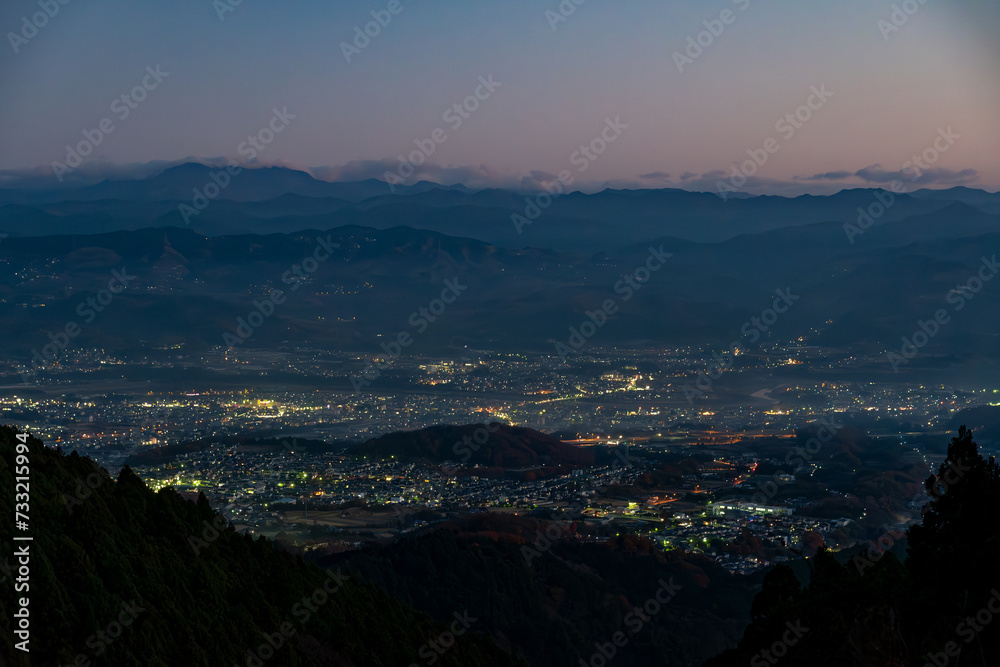 奈良県五條市 金剛山麓からの夜景と夕景