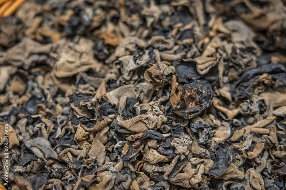 Close-Up of Dried Black Fungus Texture Close-Up of Dried Black Fungus Texture