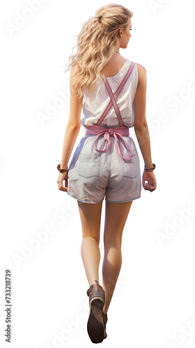 Young Women Walking Back Trendy Girls Enjoying Casual Stroll Outdoors, Generative Ai