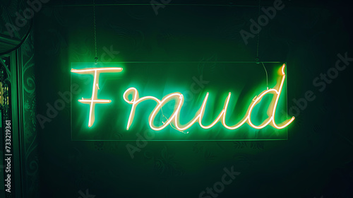 Fraud written in neon sign letters 