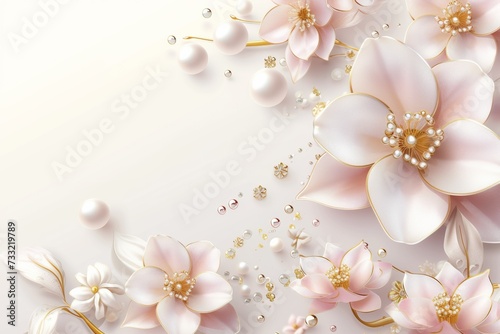 cream background with flowers