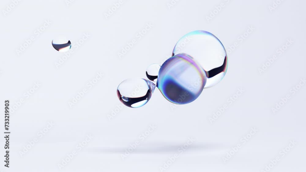 Abstract 3d render, animation of liquid bubbles, 4k seamless looped video