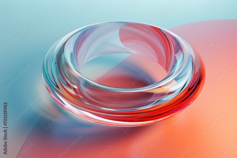 red abstract geometric background, glowing red lines inside the round glass shape. Trendy minimalist wallpaper red abstract geometric background, glowing red lines inside the round glass shape. Trendy minimalist wallpaper