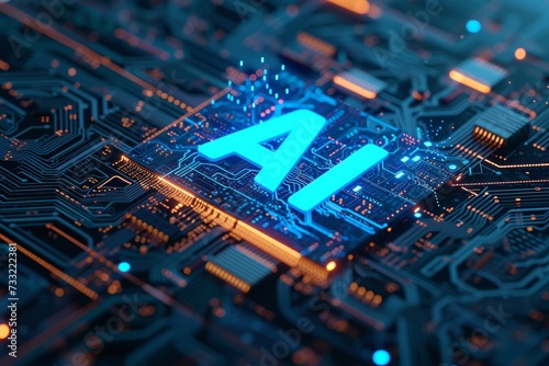 Ai chipset on circuit board in futuristic concept suitable for future technology artwork , Responsive web banner 