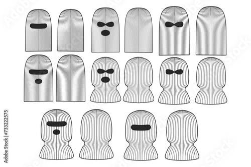 Ski Mask Balaclava Shiesty Flat Illustration Cad Accessory Winter Streetwear Mockup Blank Vector Activewear outdoor streetwear workwear knit
