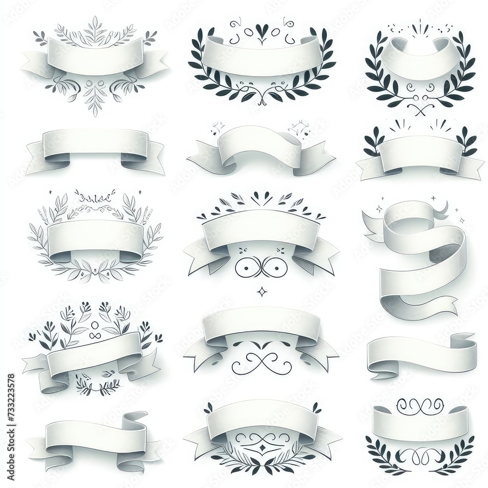 set of white ribbons isolated on white background
set of white ribbons isolated on white background