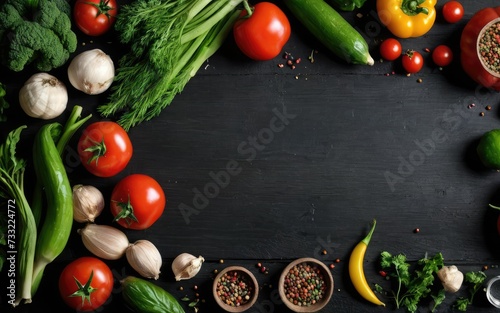 Culinary Poetry: Vegetables and Spices on Timeless Black Board