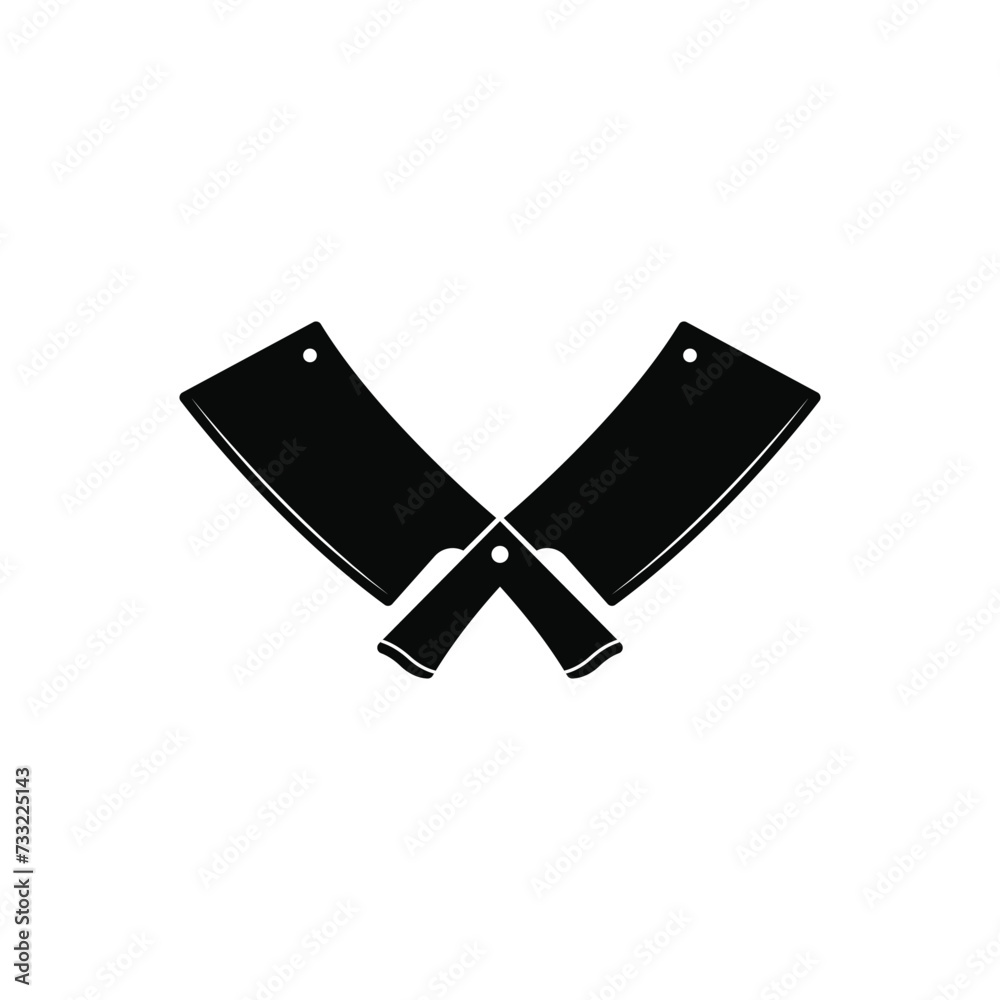 Butcher knife silhouette logo design concept Butcher knife silhouette logo design concept