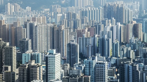Panorama of a modern city with many high-rise buildings