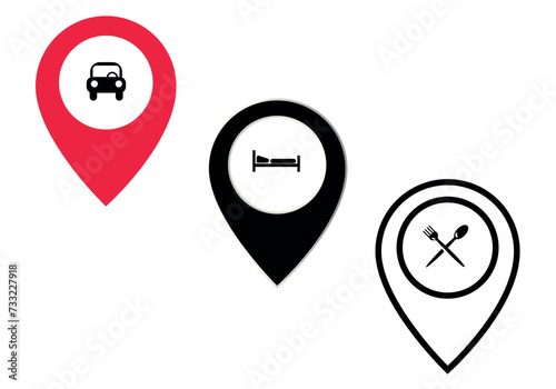 Set of map pin location icons. Modern map markers .Vector illustration on a white background. Free Download Set of map pin location icons. Modern map markers .Vector illustration on a white background. - GFXLoad