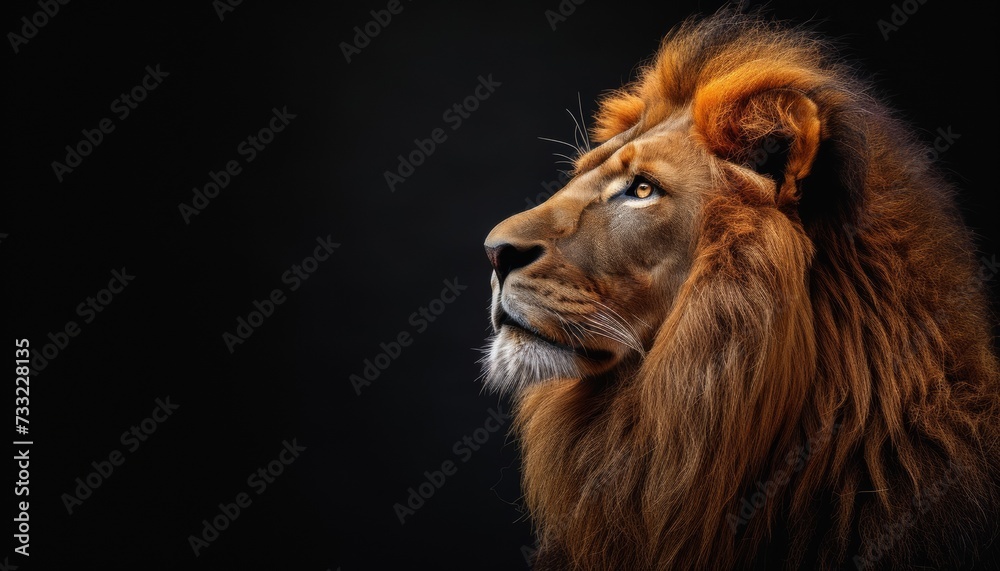 Colored lion head on a black background