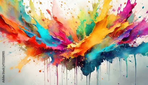 Dynamic burst of colorful watercolor isolated white color background