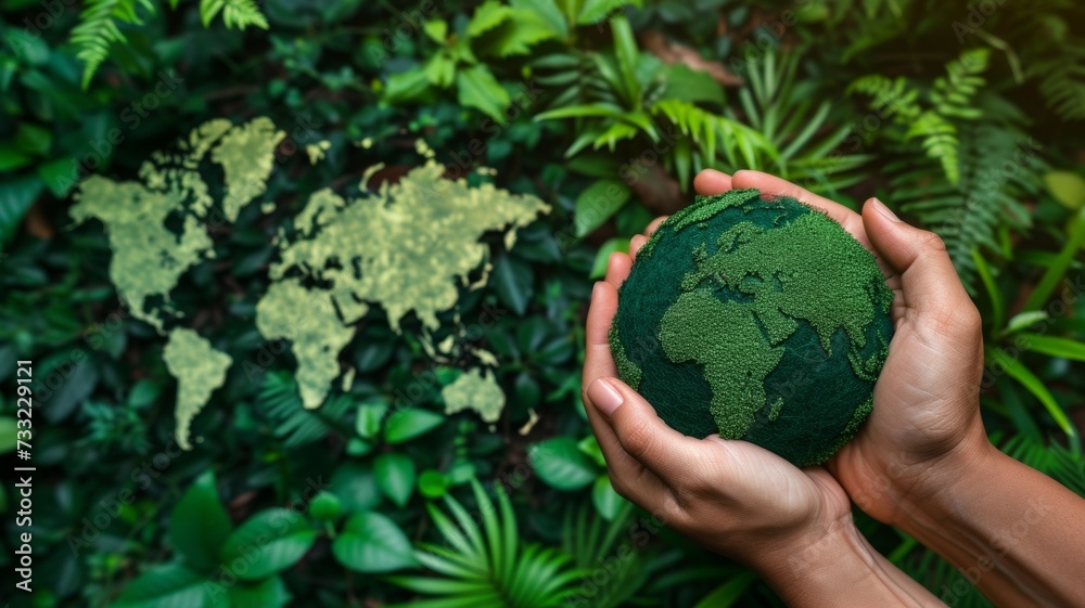 Earth crystal glass globe ball and growing tree in human hand, flying yellow butterfly on green sunny background. Saving environment, save clean planet, ecology concept. Card for World Earth Day.
Earth crystal glass globe ball and growing tree in human hand, flying yellow butterfly on green sunny background. Saving environment, save clean planet, ecology concept. Card for World Earth Day.