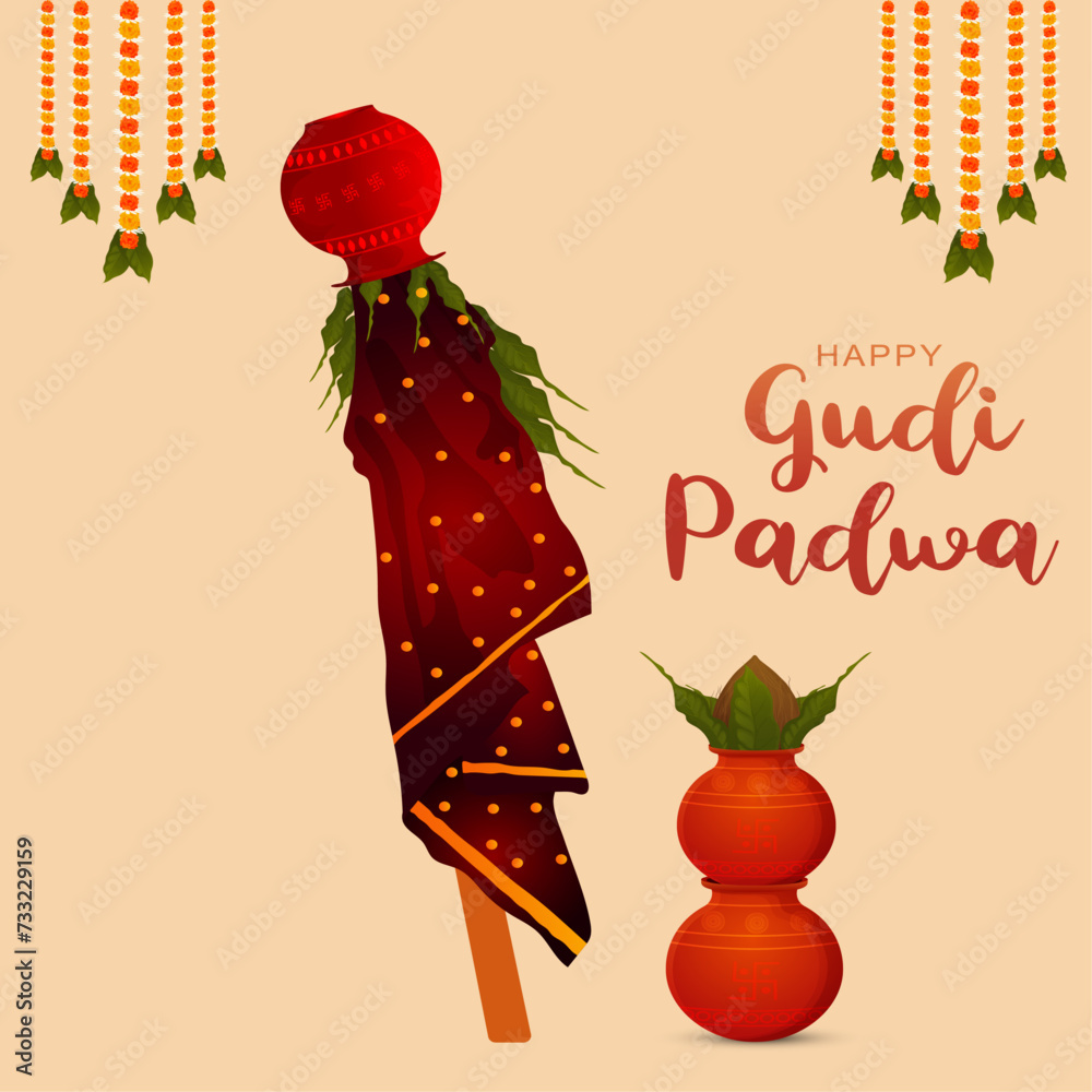 Vector Illustration Of Gudi Padwa New Year Day Of Chaitra Month In vector-illustration-of-gudi-padwa-new-year-day-of-chaitra-month-in