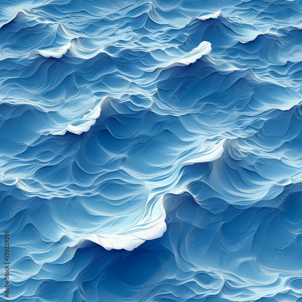 Obraz premium Waves as background pattern on a seamless tile, ai generated