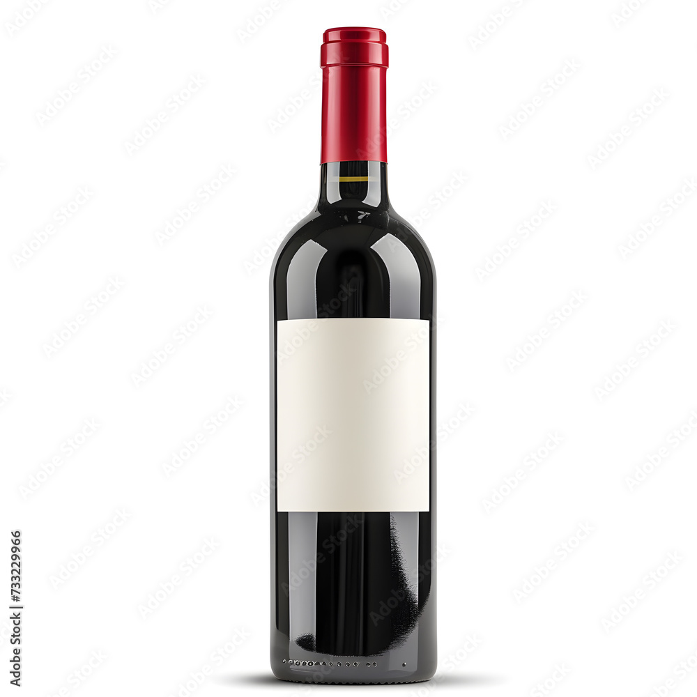 Naklejka premium Red wine bottle with blank label isolated on white background