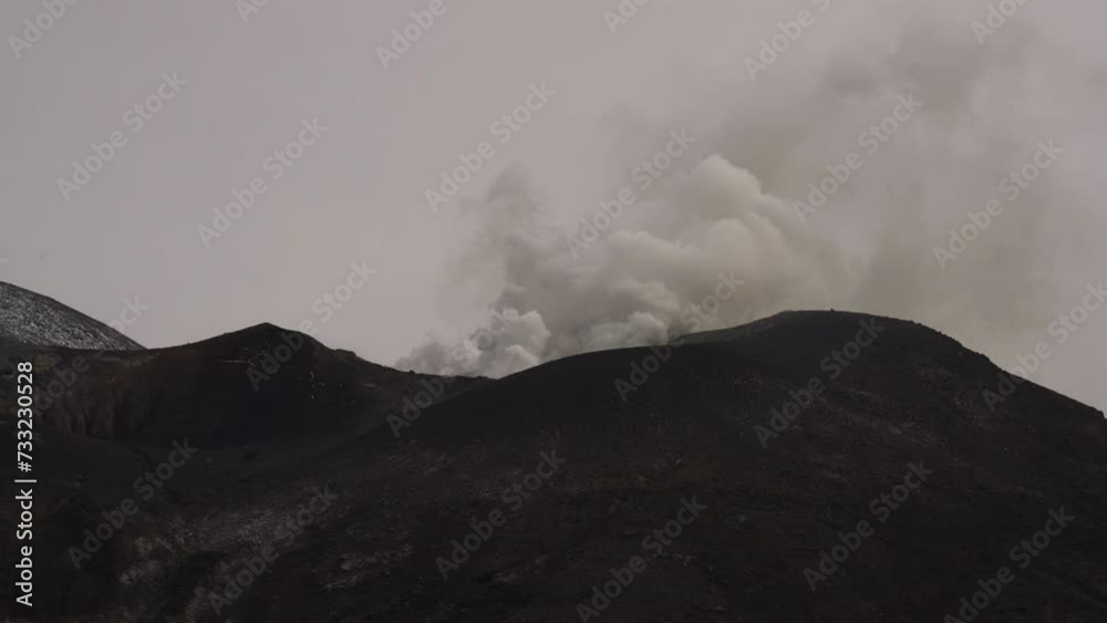 Static shot of volcanic steam vent at the summit of Mount Tokachi in Hokkaido, Japan Static shot of volcanic steam vent at the summit of Mount Tokachi in Hokkaido, Japan