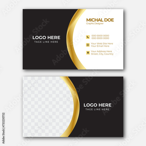 
Modern and simple business card design. Double-sided creative business card vector design template. Vector illustration design. Horizontal layout, Print...