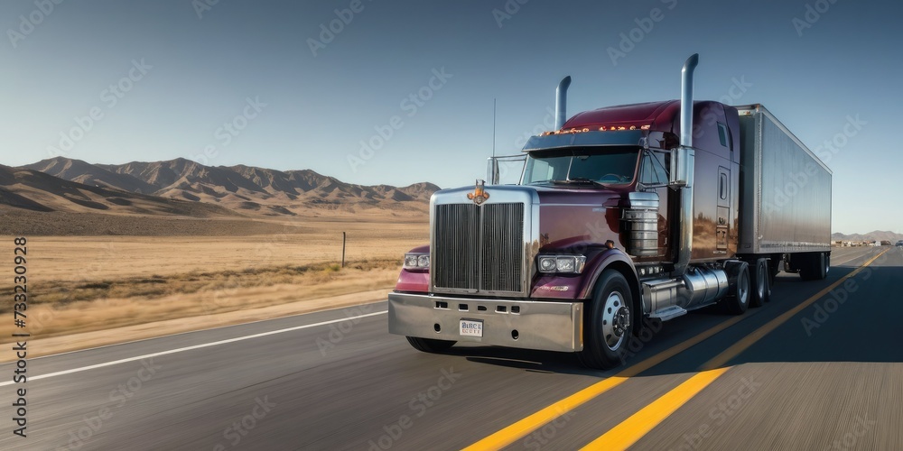 Highway Symphony: Blurred Motion of an American-Style Truck in Transport Rus Highway Symphony: Blurred Motion of an American-Style Truck in Transport Rus