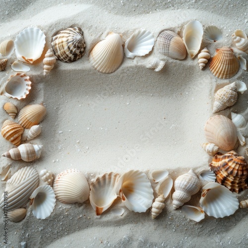 frames made of shells for backgrounds, banners, frames, invitation cards