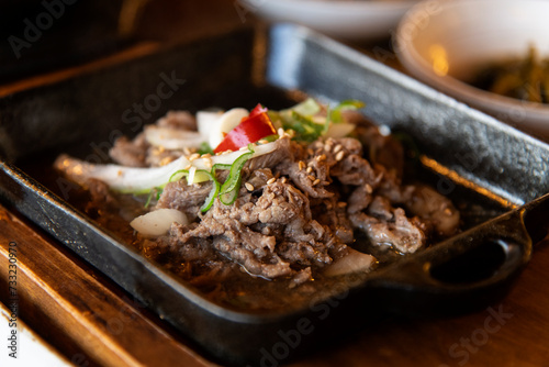 View of bulgogi on the plate