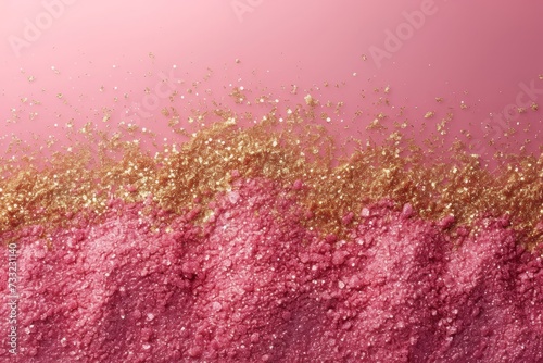 A vibrant background filled with pink and gold glitter, creating a sparkling and eye-catching visual.