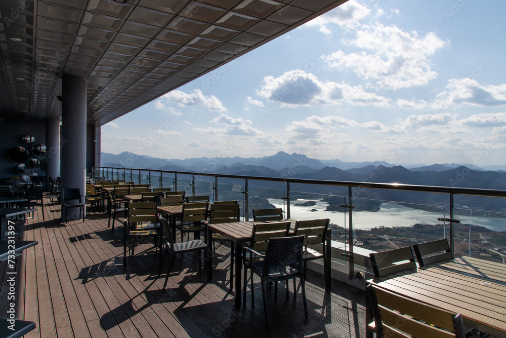 restaurant on the top of the autumn mountain restaurant on the top of the autumn mountain