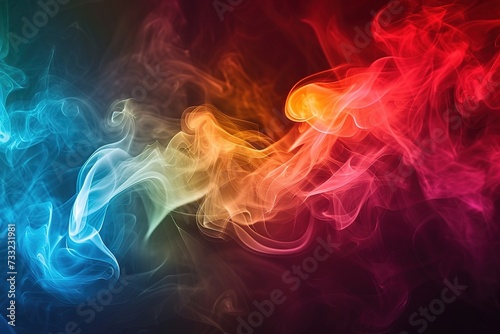 A thick neon color swirling smoke pattern in front of a black background/drifting smoke overlay or texture.