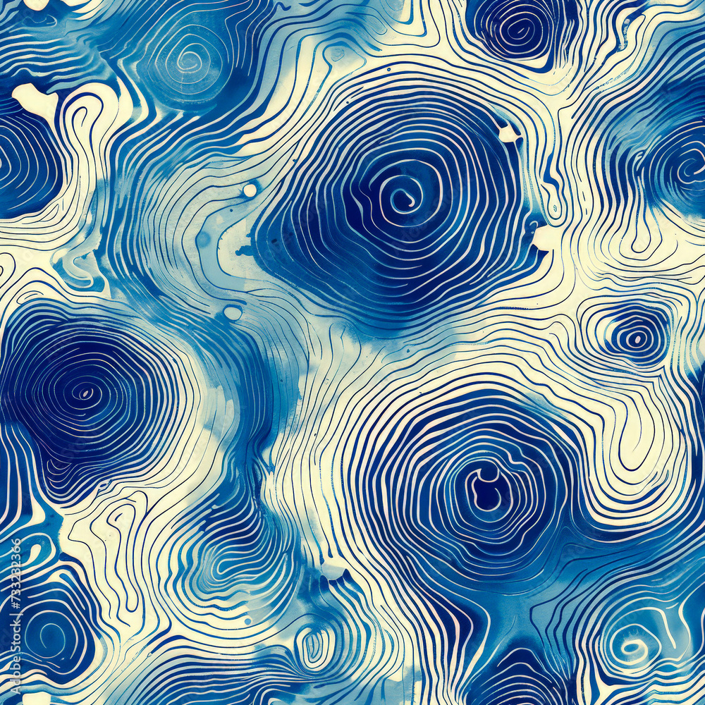 Fototapeta premium Waves as background pattern on a seamless tile, ai generated