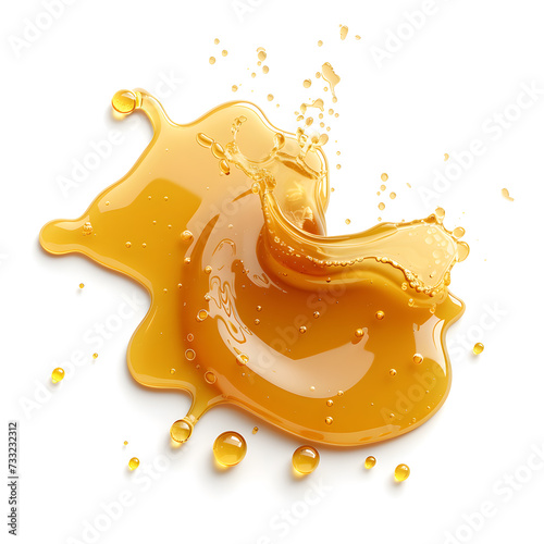 Honey spill top view isolated on white background