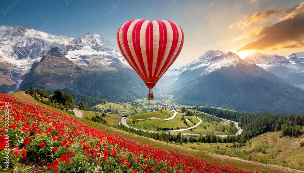 Fototapeta premium Generated image hot air balloon in heart shape